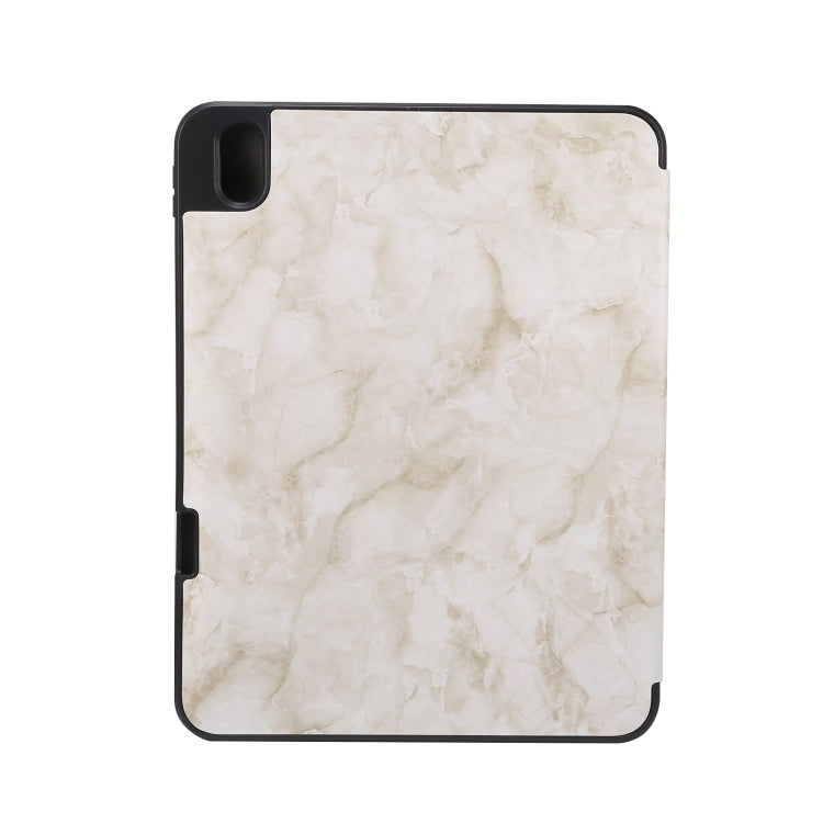 For iPad 2025 / 2022 Three-fold Marble Texture Protective Tablet Case with Pen Slot(Smoky Gray) by bashfashion