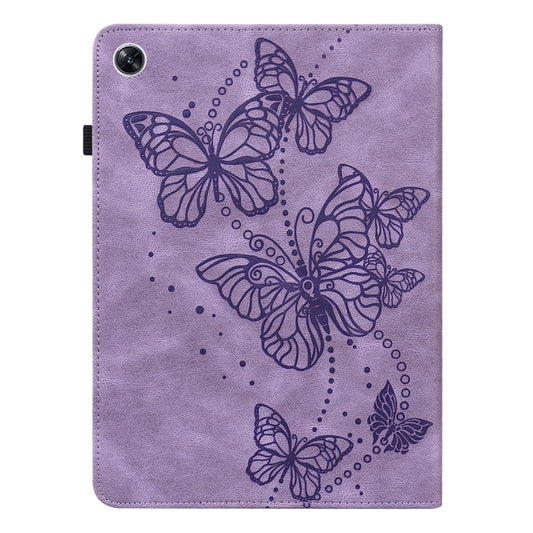 For OPPO Pad Air 2022 Embossed Butterfly Pattern Leather Tablet Case(Purple) by bashfashion