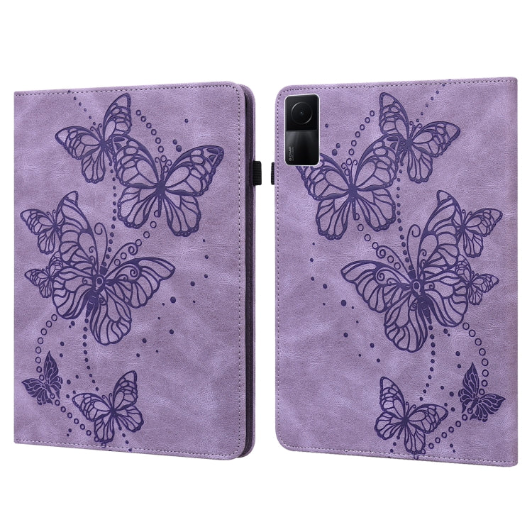 For Xiaomi Redmi Pad 10.61 Embossed Butterfly Pattern Leather Tablet Case(Purple) by bashfashion