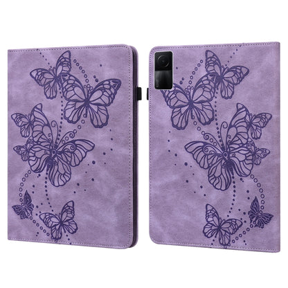 For Xiaomi Redmi Pad 10.61 Embossed Butterfly Pattern Leather Tablet Case(Purple) by bashfashion