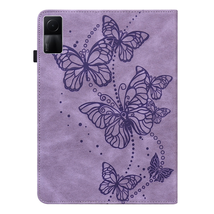 For Xiaomi Redmi Pad 10.61 Embossed Butterfly Pattern Leather Tablet Case(Purple) by bashfashion