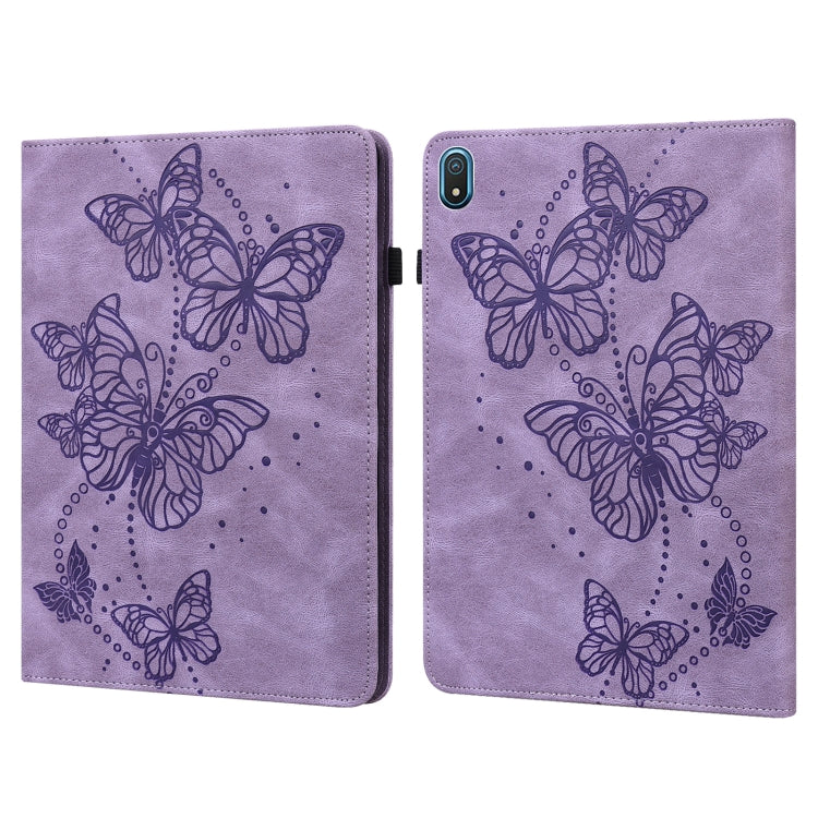 For Nokia T20 10.4 2021 Embossed Butterfly Pattern Leather Tablet Case(Purple) by bashfashion