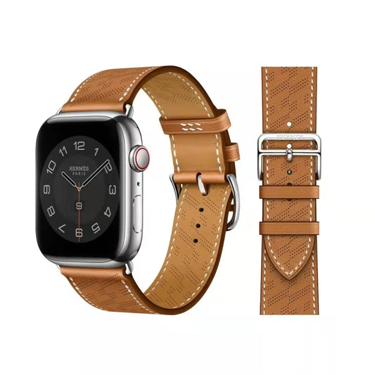 Microporous Leather Strap For Apple Watch Ultra 49mm / Series 8&7 45mm / SE 2&6&SE&5&4 44mm / 3&2&1 42mm (Brown) by bashfashion
