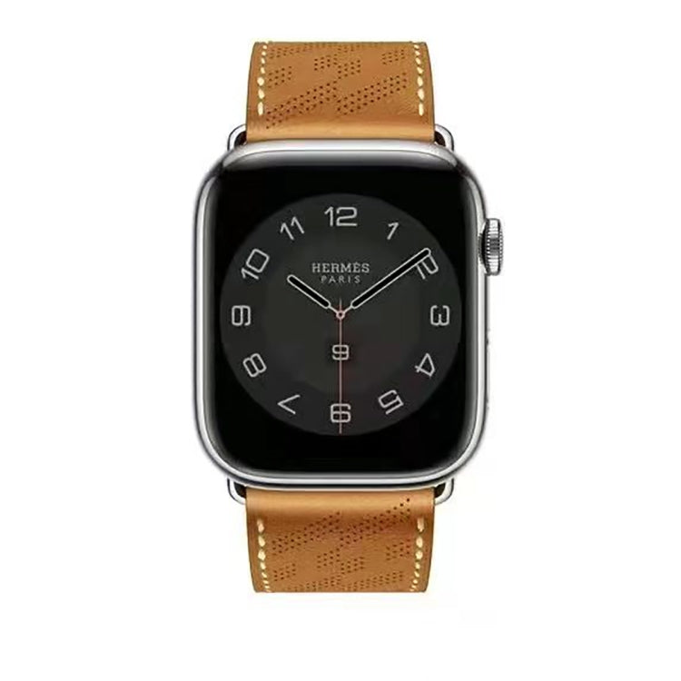 Microporous Leather Strap For Apple Watch Ultra 49mm / Series 8&7 45mm / SE 2&6&SE&5&4 44mm / 3&2&1 42mm (Brown) by bashfashion