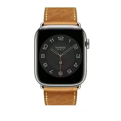 Microporous Leather Strap For Apple Watch Ultra 49mm / Series 8&7 45mm / SE 2&6&SE&5&4 44mm / 3&2&1 42mm (Brown) by bashfashion