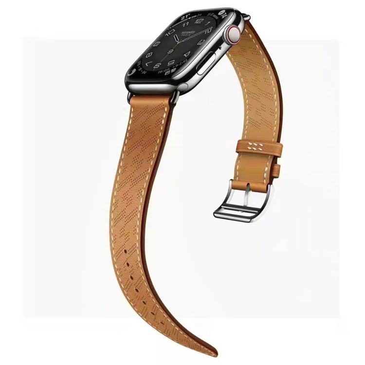Microporous Leather Strap For Apple Watch Ultra 49mm / Series 8&7 45mm / SE 2&6&SE&5&4 44mm / 3&2&1 42mm (Brown) by bashfashion