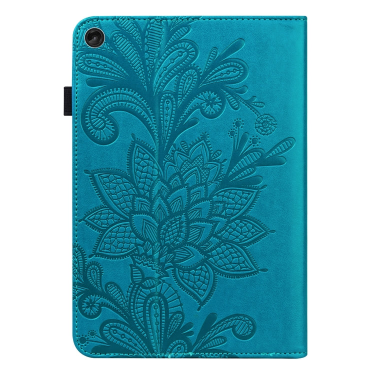 For Lenovo Tab M10 3rd Gen Lace Flower Embossing Pattern Leather Tablet Case(Blue) by bashfashion