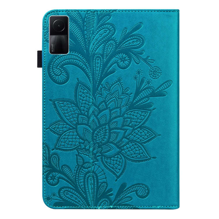 For Xiaomi Redmi Pad 10.61 Lace Flower Embossing Pattern Leather Tablet Case(Blue) by bashfashion