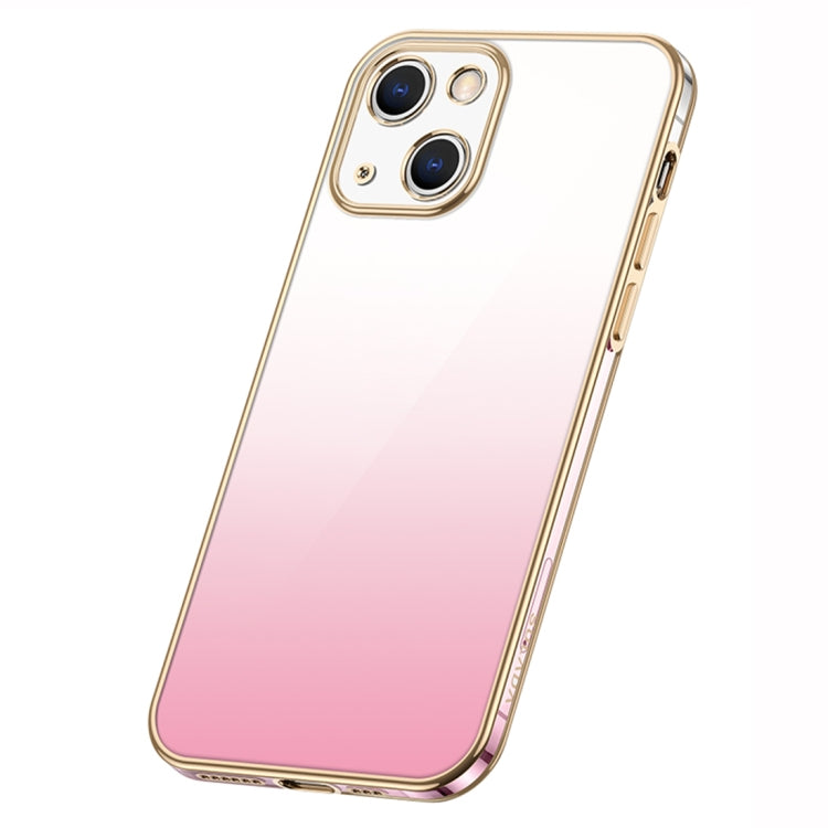 For iPhone 14 SULADA Iridescence Series Plating Transparent Gradient Phone Case(Pink) by SULADA