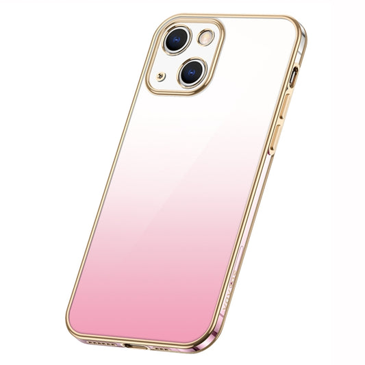 For iPhone 14 SULADA Iridescence Series Plating Transparent Gradient Phone Case(Pink) by SULADA