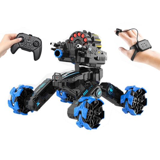 DM-518 Four-wheel Battle Blooming Tire Spray Remote Control Car, Specification:Dual Control Soft Bomb(Blue) by bashfashion