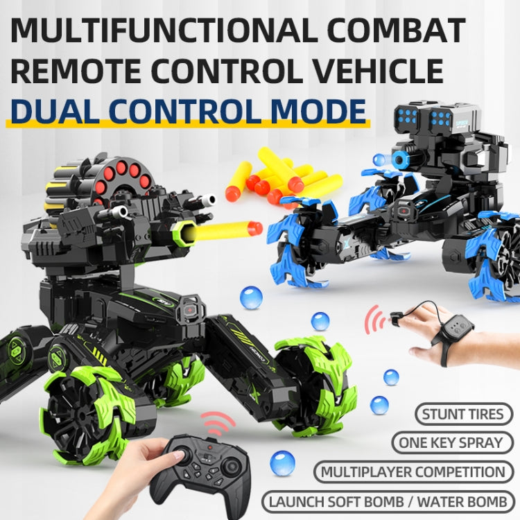 DM-518 Four-wheel Battle Blooming Tire Spray Remote Control Car, Specification:Dual Control Soft Bomb(Blue) by bashfashion
