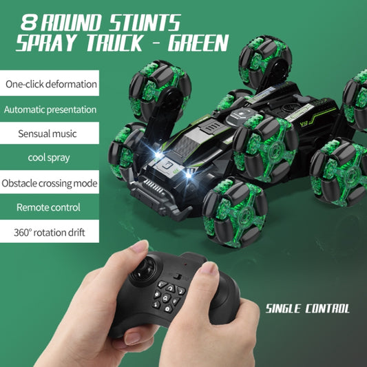 DM-558 Eight Wheel Stunt Drift Spray Remote Control Car, Specification:Single Control(Green) by bashfashion