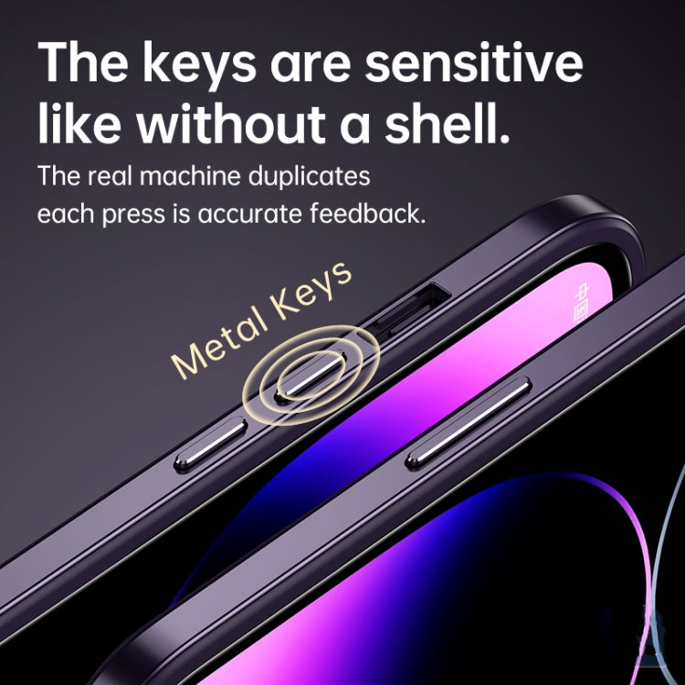 For iPhone 14 Pro SULADA Metal Frame + Nano Glass + TPU Phone Case(Sierra Blue) by SULADA