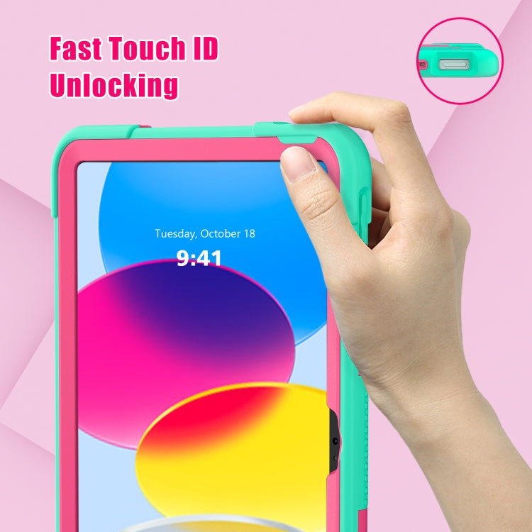 For iPad 2025 / 2022 Contrast Color Silicone + PC Tablet Case with Holder(Mint Green Rose Red) by bashfashion