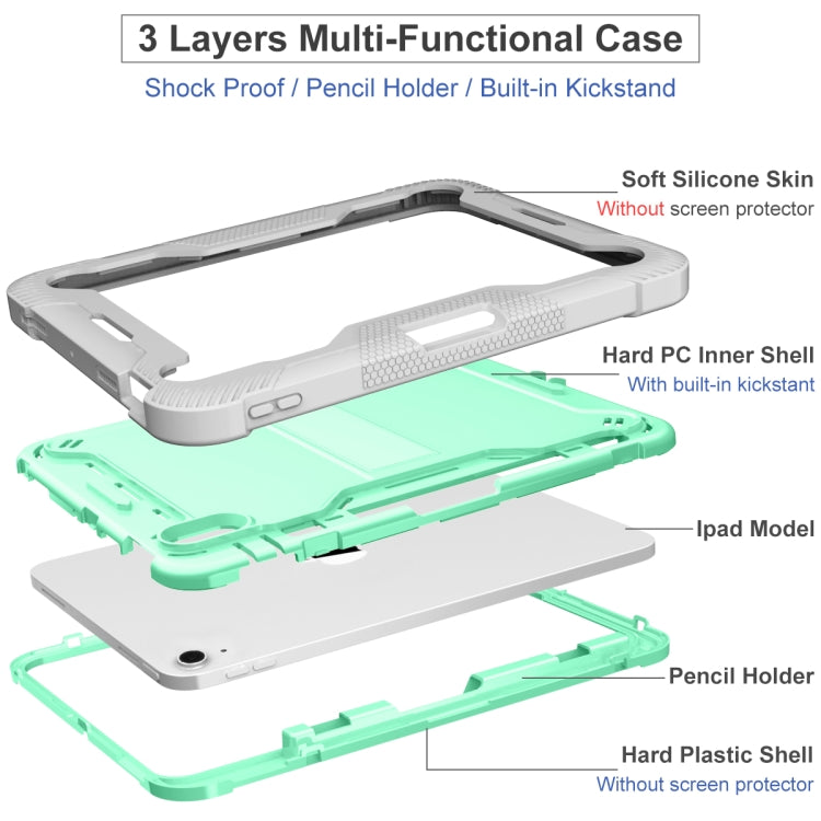 For iPad 2025 / 2022 Silicone + PC Shockproof Tablet Case(Mint Green+Grey) by bashfashion