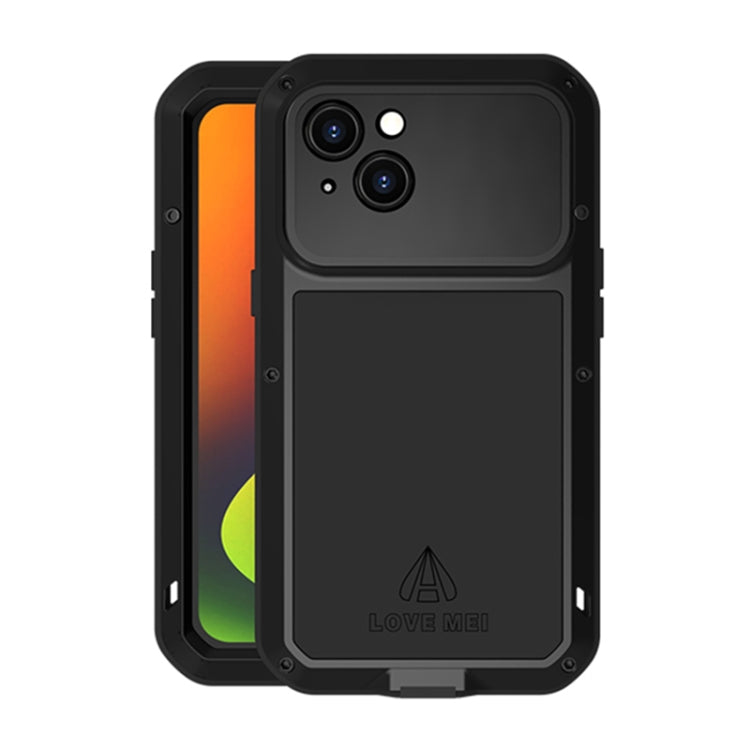 For iPhone 14 Plus LOVE MEI Metal Shockproof Life Waterproof Dustproof Phone Case(Black) by LOVE MEI