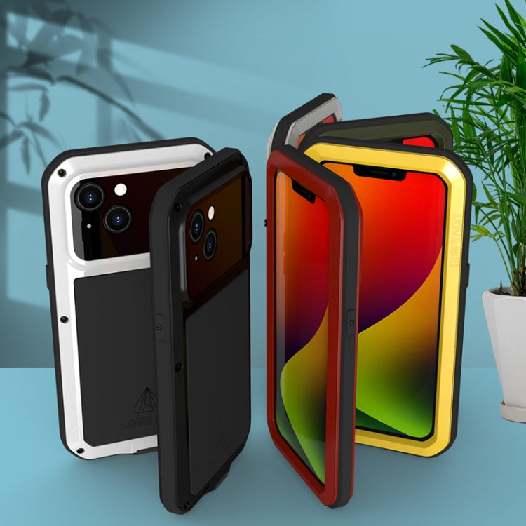 For iPhone 14 Plus LOVE MEI Metal Shockproof Life Waterproof Dustproof Phone Case(Black) by LOVE MEI
