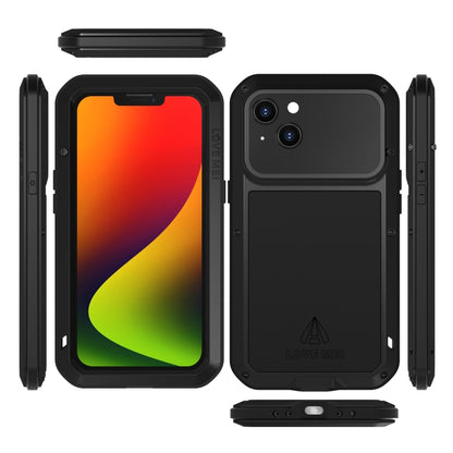 For iPhone 14 Plus LOVE MEI Metal Shockproof Life Waterproof Dustproof Phone Case(Black) by LOVE MEI