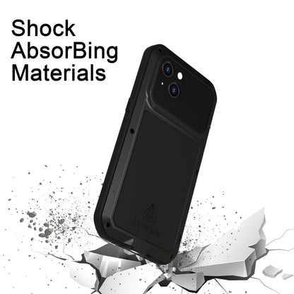 For iPhone 14 Plus LOVE MEI Metal Shockproof Life Waterproof Dustproof Phone Case(Black) by LOVE MEI