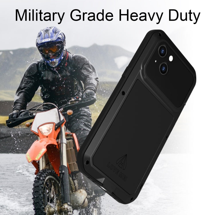 For iPhone 14 Plus LOVE MEI Metal Shockproof Life Waterproof Dustproof Phone Case(Black) by LOVE MEI