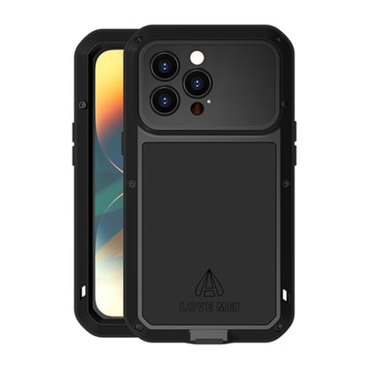 For iPhone 14 Pro LOVE MEI Metal Shockproof Life Waterproof Dustproof Phone Case(Black) by LOVE MEI