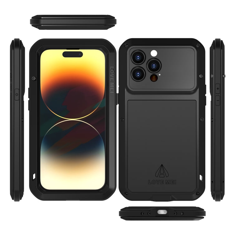 For iPhone 14 Pro LOVE MEI Metal Shockproof Life Waterproof Dustproof Phone Case(Black) by LOVE MEI