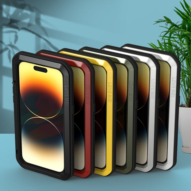 For iPhone 14 Pro Max LOVE MEI Metal Shockproof Life Waterproof Dustproof Phone Case(Black) by LOVE MEI