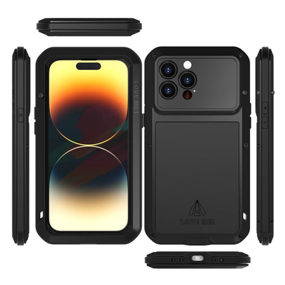 For iPhone 14 Pro Max LOVE MEI Metal Shockproof Life Waterproof Dustproof Phone Case(Black) by LOVE MEI