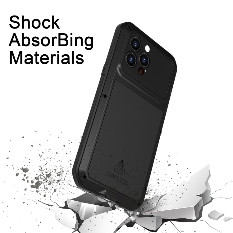 For iPhone 14 Pro Max LOVE MEI Metal Shockproof Life Waterproof Dustproof Phone Case(Black) by LOVE MEI