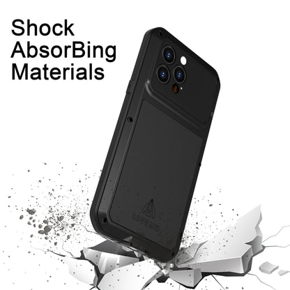 For iPhone 14 Pro Max LOVE MEI Metal Shockproof Life Waterproof Dustproof Phone Case(Black) by LOVE MEI