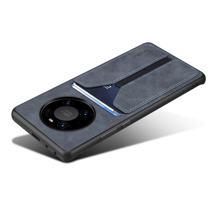 For Huawei Mate 50 Denior DV Elastic Card PU Back Cover Phone Case(Grey) by Denior