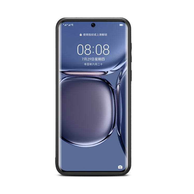 For Huawei P50 Denior DV Elastic Card PU Back Cover Phone Case(Grey) by Denior