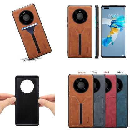 For Huawei Mate 40 Pro Denior DV Elastic Card PU Back Cover Phone Case(Grey) by Denior