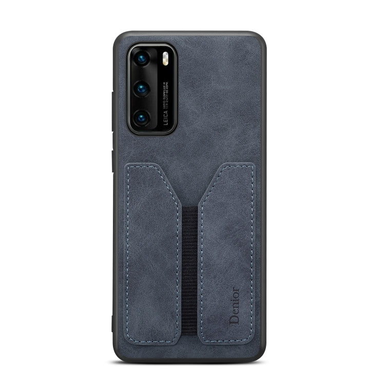 For Huawei P40 Pro Denior DV Elastic Card PU Back Cover Phone Case(Grey) by Denior