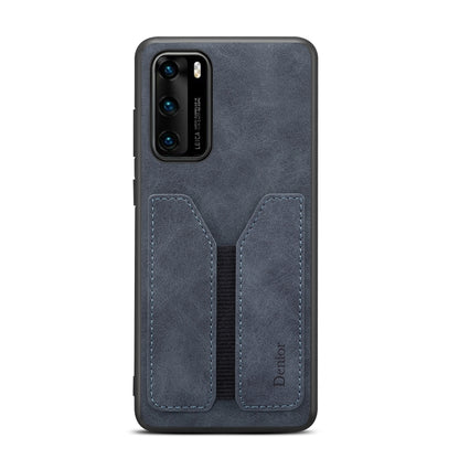 For Huawei P40 Pro Denior DV Elastic Card PU Back Cover Phone Case(Grey) by Denior