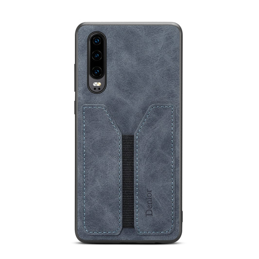 For Huawei P30 Denior DV Elastic Card PU Back Cover Phone Case(Grey) by Denior