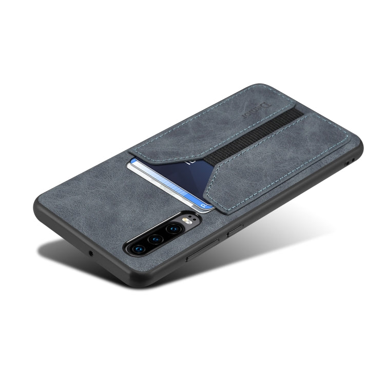 For Huawei P30 Denior DV Elastic Card PU Back Cover Phone Case(Grey) by Denior
