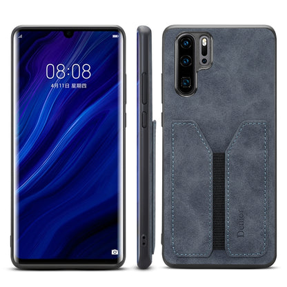 For Huawei P30 Pro Denior DV Elastic Card PU Back Cover Phone Case(Grey) by Denior