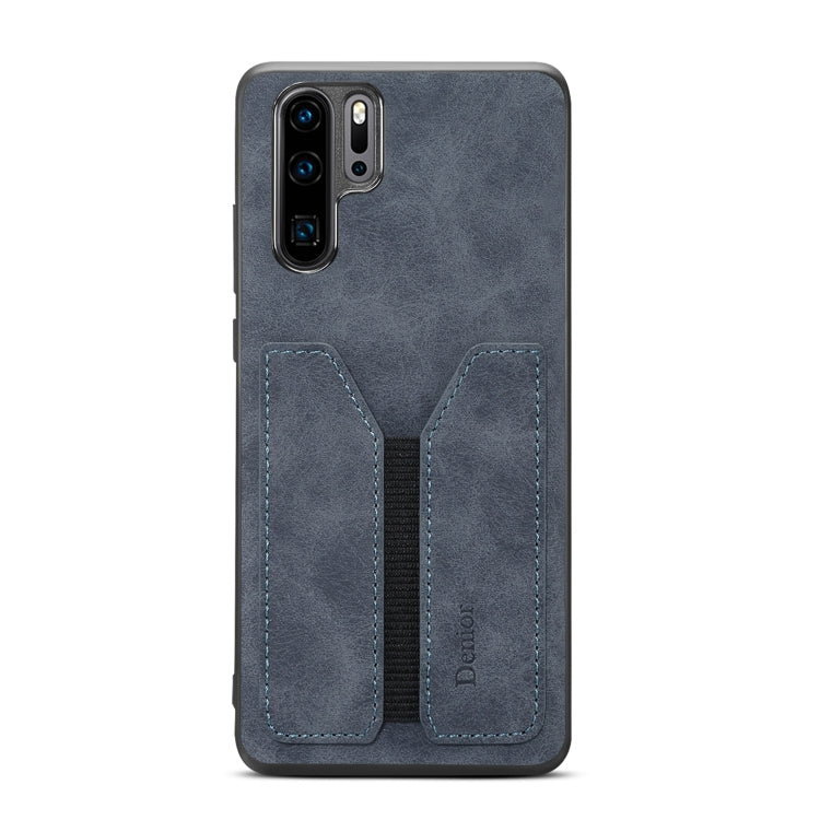 For Huawei P30 Pro Denior DV Elastic Card PU Back Cover Phone Case(Grey) by Denior