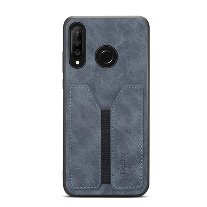 For Huawei P30 Lite Denior DV Elastic Card PU Back Cover Phone Case(Grey) by Denior