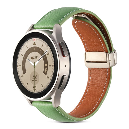 For Samsung Galaxy Watch 5 Folding Buckle Genuine Leather Watch Band(Green) by bashfashion