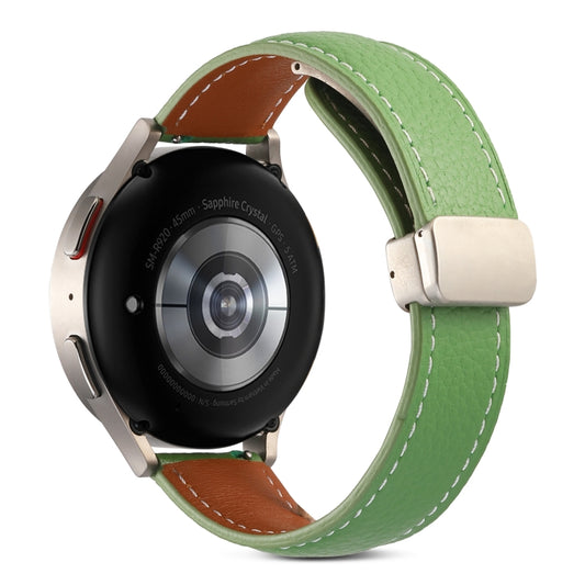 For Samsung Galaxy Watch 5 Folding Buckle Genuine Leather Watch Band(Green) by bashfashion