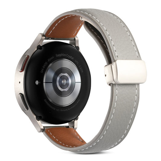 For Samsung Galaxy Watch 5 Folding Buckle Genuine Leather Watch Band(Nebula Grey) by bashfashion