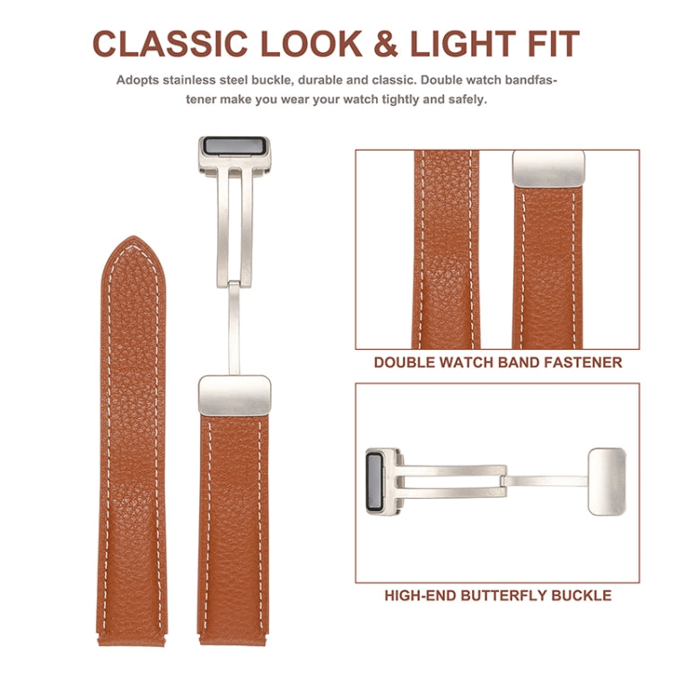 For Samsung Galaxy Watch 5 Folding Buckle Genuine Leather Watch Band(Black) by bashfashion