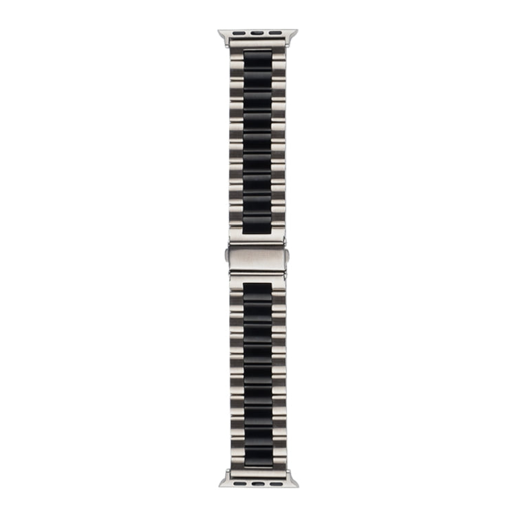 Strains Metal Watch Band For Apple Watch Ultra 49mm / Series 8&7 45mm / SE 2&6&SE&5&4 44mm / 3&2&1 42mm(Silver+Black) by bashfashion