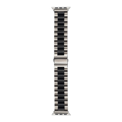Strains Metal Watch Band For Apple Watch Ultra 49mm / Series 8&7 45mm / SE 2&6&SE&5&4 44mm / 3&2&1 42mm(Silver+Black) by bashfashion