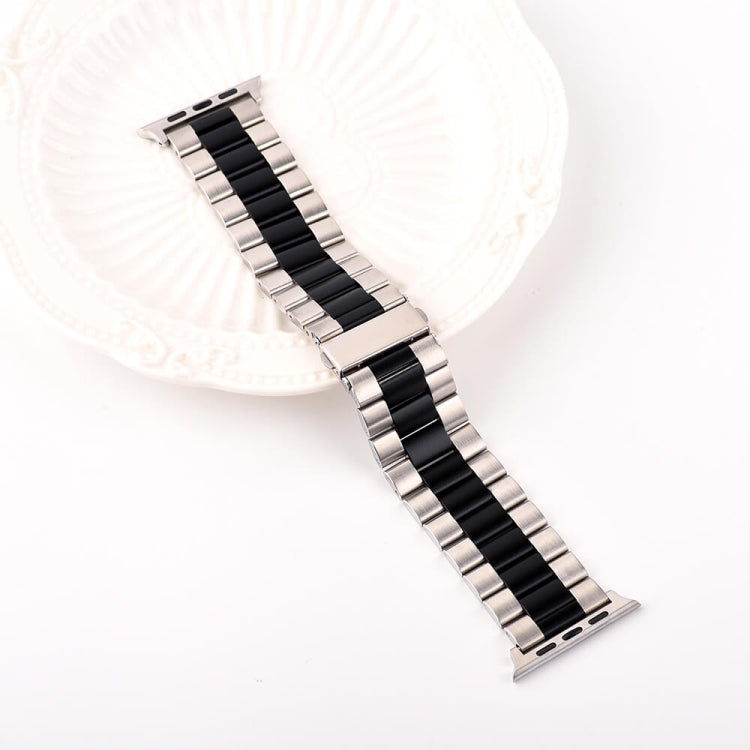 Strains Metal Watch Band For Apple Watch Ultra 49mm / Series 8&7 45mm / SE 2&6&SE&5&4 44mm / 3&2&1 42mm(Silver+Black) by bashfashion