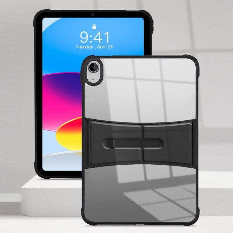 For iPad 2025 / 2022 Acrylic TPU Transparent Tablet Protective Case with Holder(Black) by bashfashion