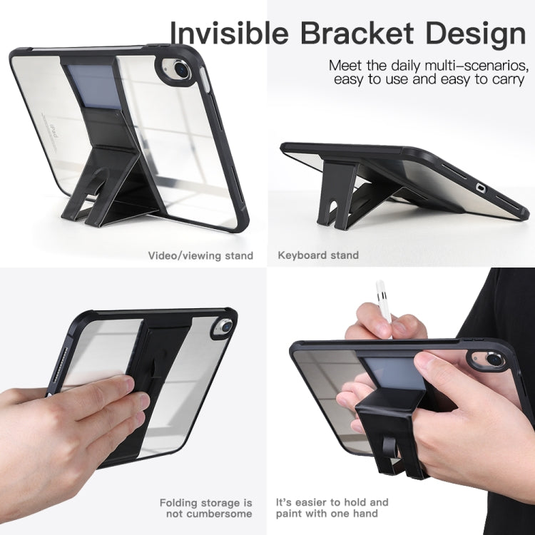 For iPad 2025 / 2022 Acrylic TPU Transparent Tablet Protective Case with Holder(Black) by bashfashion